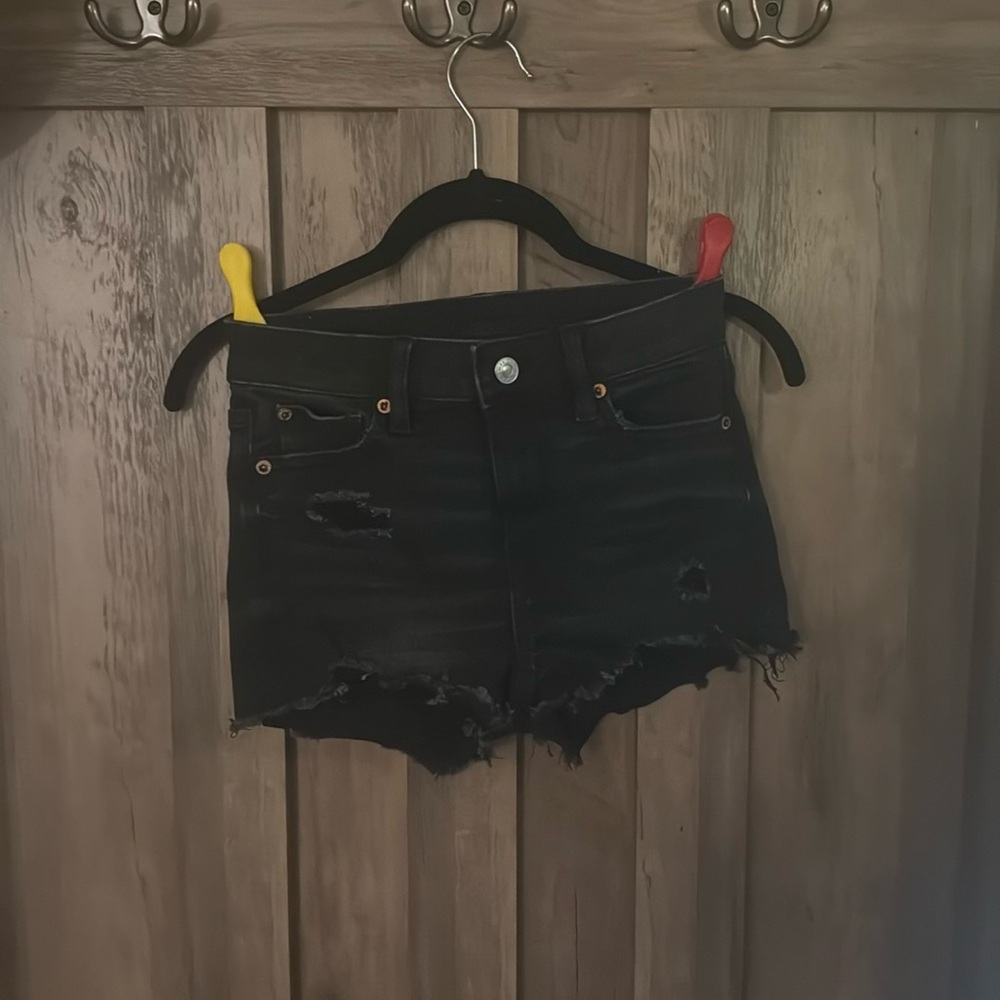 American Eagle Black Denim Cut-Off Jean Shorts